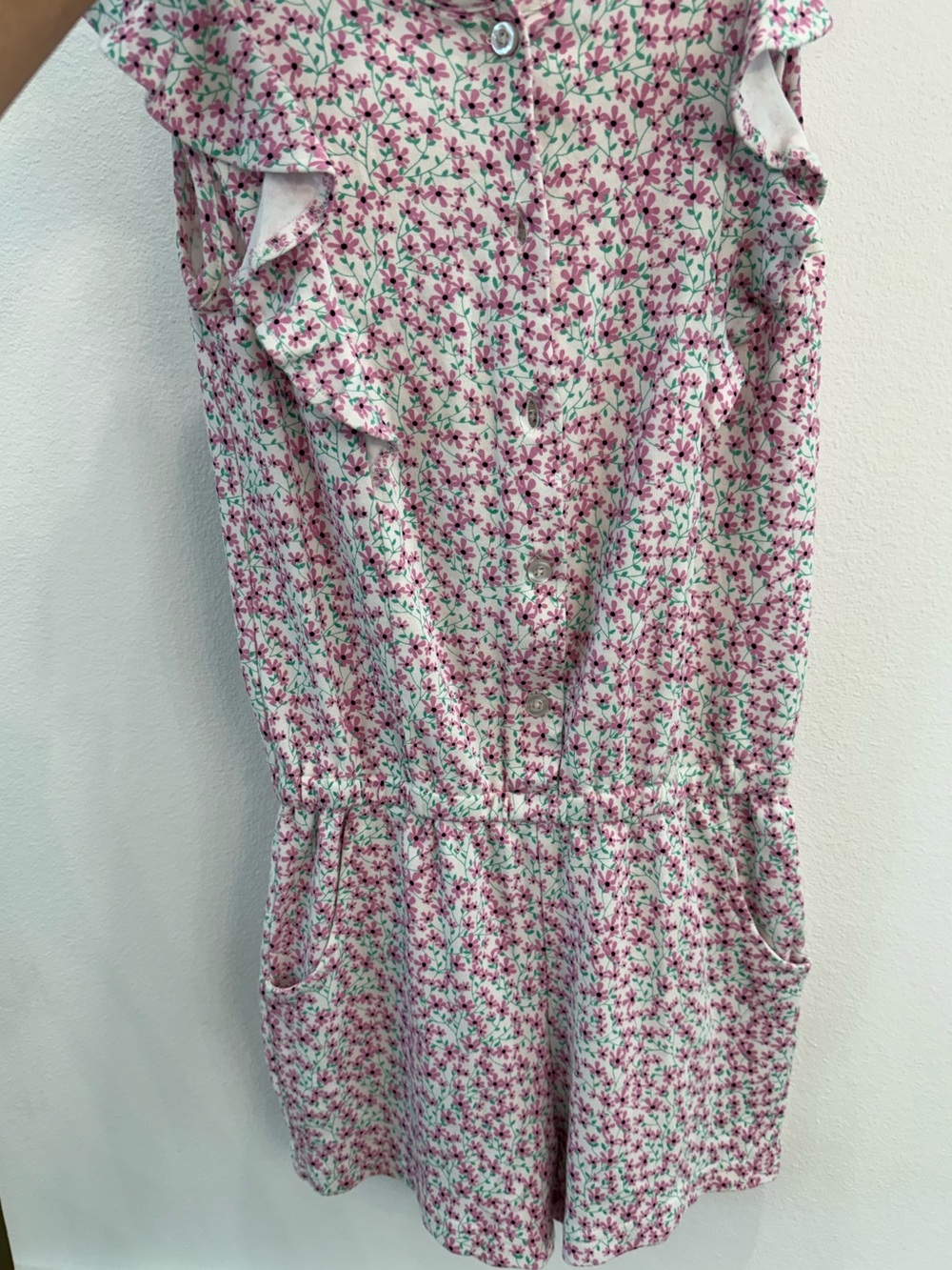 Pink Floral Sleeveless Romper